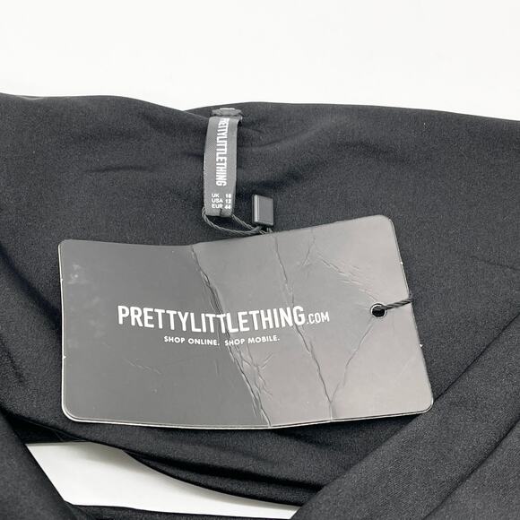 PrettyLittleThing Women Tube Top Black Strapless Bandeau Stretch Size L Chic Y2K - Picture 7 of 10